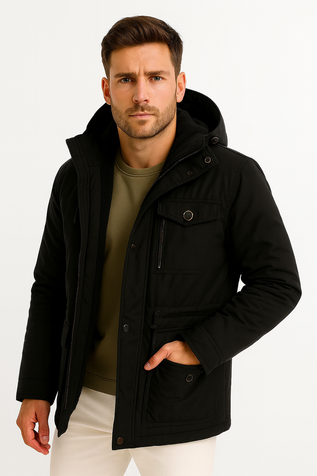 Ilhance – Men’s Hooded Utility Jacket