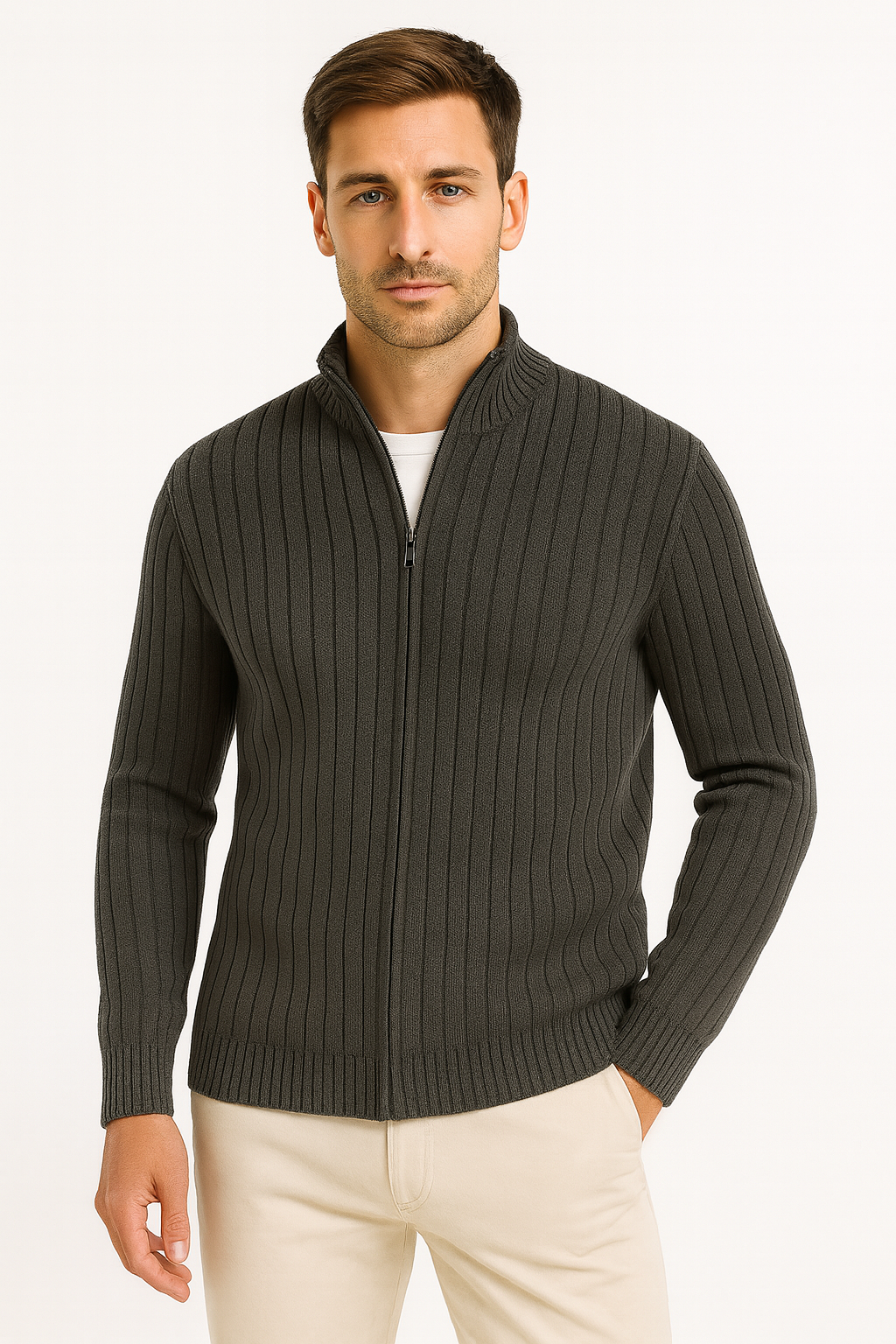 Men’s Zip Cardigan – Classic Cold Weather Layer
