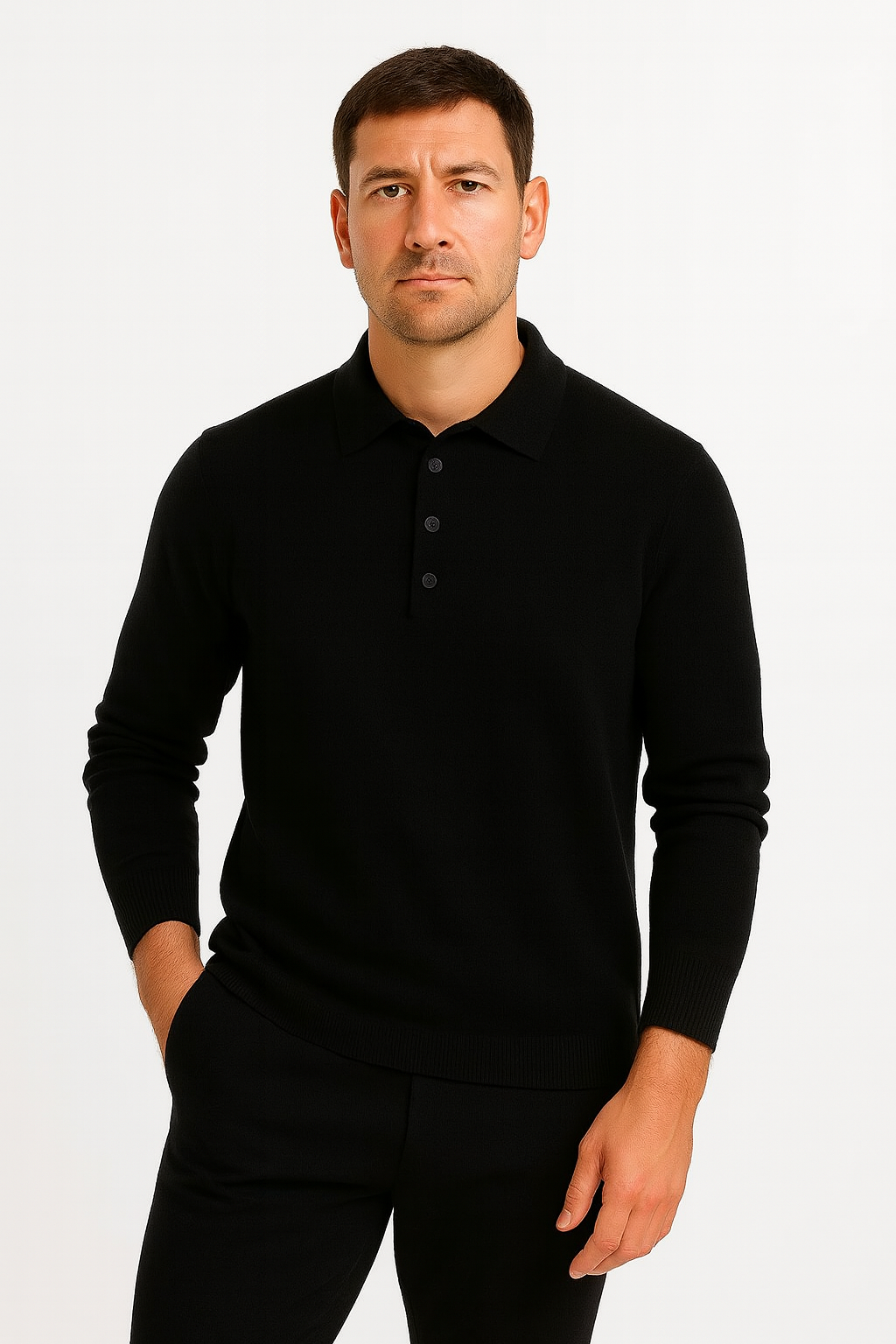Men’s Winter Pullover – Classic Collared Sweater Design
