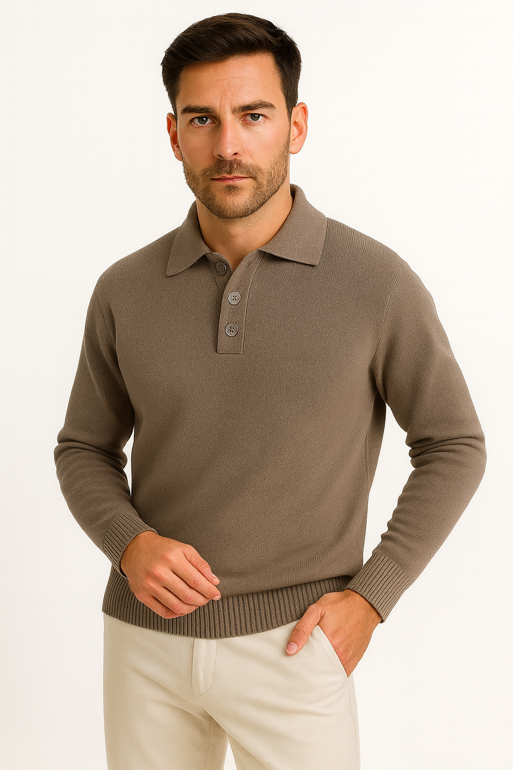 Men’s Winter Pullover – Classic Collared Knit Design