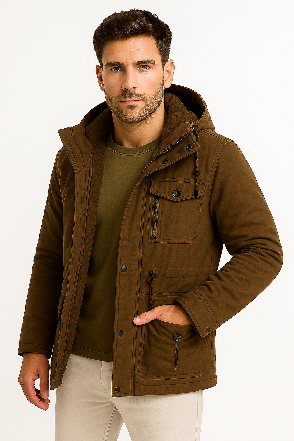 Ilhance – Men’s Hooded Utility Jacket