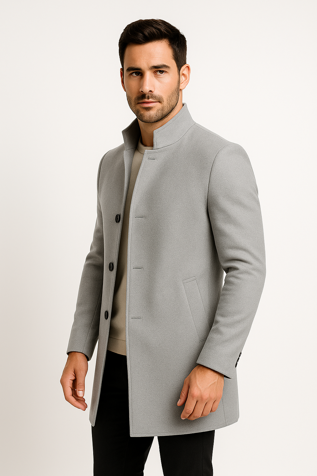 Men’s Formal Coat – Elegant Button-Up Design