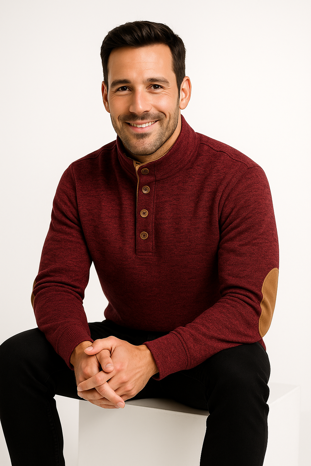 Ilhance – Men’s Button-Front Stand Collar Pullover