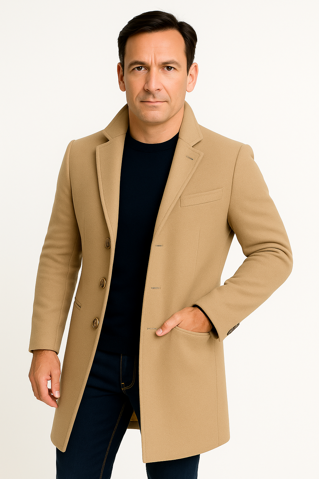 Ilhance – Men’s Single-Breasted Long Coat