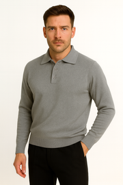 Men’s Winter Pullover – Classic Collared Knit Design